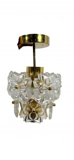 PETITE MID CENTURY GLASS FLOWER BRASS CHANDELIER - 4477040