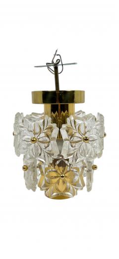 PETITE MID CENTURY GLASS FLOWER BRASS CHANDELIER - 4477041