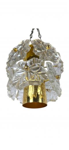 PETITE MID CENTURY GLASS FLOWER BRASS CHANDELIER - 4477042