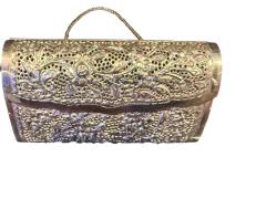 PETITE PIERCED FLORAL DESIGN SILVER PLATED HANDBAG - 4578739