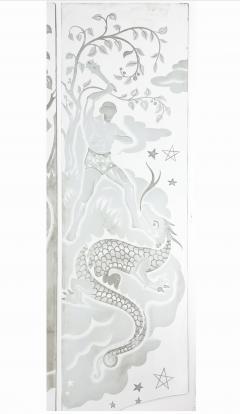 PIERRE DUMAS FRENCH ART DECO ETCHED GLASS PANELS OF ATLAS HERCULES BY PIERRE DUMAS - 4320910