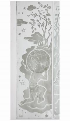 PIERRE DUMAS FRENCH ART DECO ETCHED GLASS PANELS OF ATLAS HERCULES BY PIERRE DUMAS - 4320913