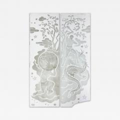 PIERRE DUMAS FRENCH ART DECO ETCHED GLASS PANELS OF ATLAS HERCULES BY PIERRE DUMAS - 4321661