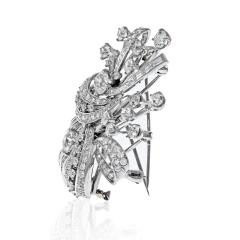 PLATINUM 10 CARAT ROUND AND BAGUETTE FOUNTAIN BROOCH - 2363131