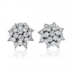 PLATINUM 12 00CTW ROUND CUT DIAMOND CLUSTER EARRINGS - 2474309