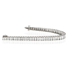 PLATINUM 18 00CTTW GRADUATING VINTAGE EMERALD CUT ONE LINE DIAMOND BRACELET - 2956705