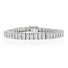 PLATINUM 18 00CTTW GRADUATING VINTAGE EMERALD CUT ONE LINE DIAMOND BRACELET - 2956709