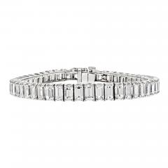 PLATINUM 18 00CTTW GRADUATING VINTAGE EMERALD CUT ONE LINE DIAMOND BRACELET - 2962655