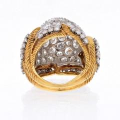 PLATINUM 18K YELLOW GOLD 1950S CLUSTER 8 50CTS DIAMOND DOME RING - 2292117