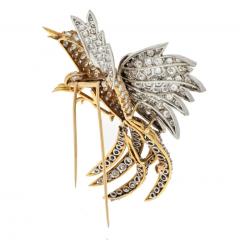 PLATINUM 18K YELLOW GOLD 20 CARAT DIAMOND BIRD BROOCH - 3145604