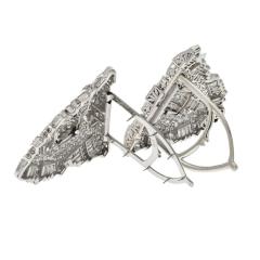 PLATINUM 25 CARAT ART DECO DIAMOND DOUBLE CLIP BROOCH - 3344072