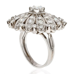 PLATINUM 3 54CTTW DIAMOND FLOWER MOTIF RING - 2854485