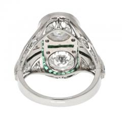 PLATINUM 4 00CTTW TOI ET MOI OLD EUROPEAN DIAMOND AND EMERALD RING - 3135842