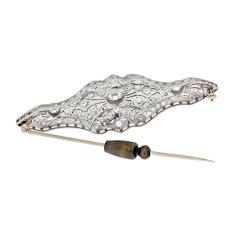 PLATINUM 5 50CTTW ART DECO DIAMOND BROOCH - 2431598