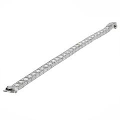 PLATINUM 6 CARAT ART DECO STRAIGHT LINE BOX SET ROUND DIAMOND TENNIS BRACELET - 2687904