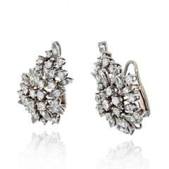 PLATINUM 8 CARAT ROUND DIAMOND CLUSTER CLIP EARRINGS - 2648196