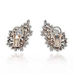 PLATINUM 8 CARAT ROUND DIAMOND CLUSTER CLIP EARRINGS - 2648199