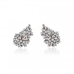 PLATINUM 8 CARAT ROUND DIAMOND CLUSTER CLIP EARRINGS - 2649340