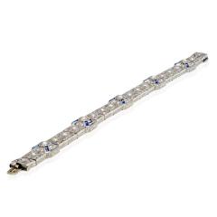 PLATINUM ART DECO DIAMOND AND SAPPHIRE ONE LINE BRACELET - 2431601