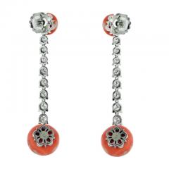 PLATINUM CORAL DIAMOND DROP EARRINGS - 3154981