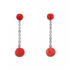 PLATINUM CORAL DIAMOND DROP EARRINGS - 3160657