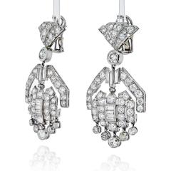 PLATINUM DIAMOND DECO DANGLING DROP EARRINGS - 2444510