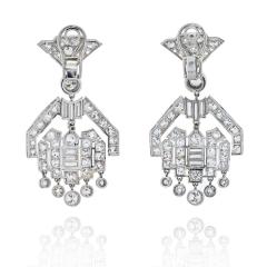 PLATINUM DIAMOND DECO DANGLING DROP EARRINGS - 2444511