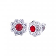 PLATINUM RUBY AND DIAMOND EARRINGS - 3517793