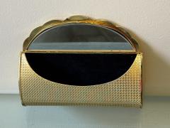 POLISHED GOLDTONE METAL CLUTCH WITH RHINESTONE FLORET ACCENTS - 4706815