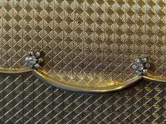 POLISHED GOLDTONE METAL CLUTCH WITH RHINESTONE FLORET ACCENTS - 4706816