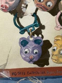 POP ART WATERCOLOR OF GOOGLY EYED ANIMAL HEAD KEY CHAINS IN ORIGINAL PACKAGING - 4529517