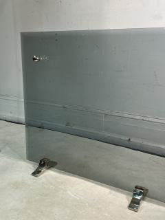POST MODERN DECO REVIVAL GRAY GLASS AND CHROME FIRESCREEN - 3361179