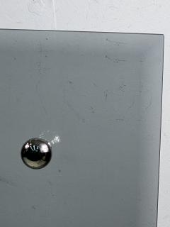 POST MODERN DECO REVIVAL GRAY GLASS AND CHROME FIRESCREEN - 3361181