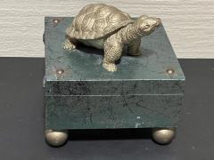 POST MODERN DECORATOR GOLD TORTOISE PAINTED WOOD BOX - 3331801