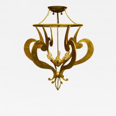 POST MODERN GOLD LEAF FLAT SCROLL METAL CHANDELIER - 4464142