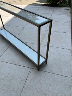 POST MODERN GOLD METAL DOUBLE TIER BEVELED GLASS WHITE GLASS CONSOLE - 4274875