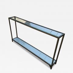 POST MODERN GOLD METAL DOUBLE TIER BEVELED GLASS WHITE GLASS CONSOLE - 4277162