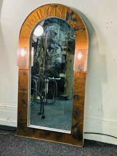 POST MODERN MIXED METALS BRUTALIST MIRROR WITH SCONCES - 3681398