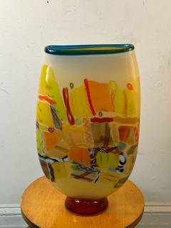 POST MODERN MURANO GLASS VASE WITH MURRINE CANE DESIGN - 3171090