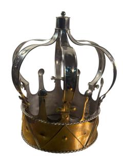 POST MODERN SILVERED METAL CROWN FORM WINE BOTTLE HOLDER - 4593076
