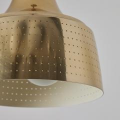 Paavo Tynell 1950s Finnish Perforated Brass Pendant In The Manner of Paavo Tynell - 3584817