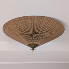 Paavo Tynell A Large Paavo Tynell Flush Mount Model 1076 in Brass Rattan Idman 1950s - 4482577