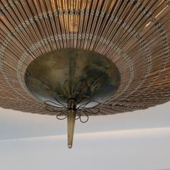 Paavo Tynell A Large Paavo Tynell Flush Mount Model 1076 in Brass Rattan Idman 1950s - 4482578