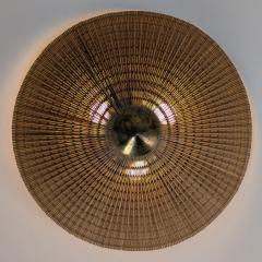 Paavo Tynell A Large Paavo Tynell Flush Mount Model 1076 in Brass Rattan Idman 1950s - 4482579