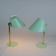 Paavo Tynell A Pair of Green Brass Paavo Tynell Table Lamps Model 9227 Idman Oy 1950s - 4649327