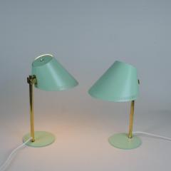 Paavo Tynell A Pair of Green Brass Paavo Tynell Table Lamps Model 9227 Idman Oy 1950s - 4649328