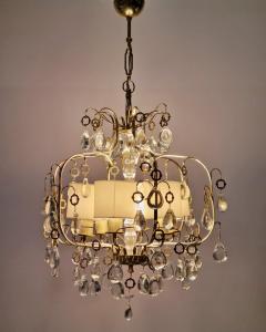 Paavo Tynell An Elegant Paavo Tynell Crystal Brass Chandelier Model 1487 for Taito 1940s - 4018477