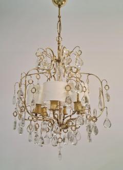 Paavo Tynell An Elegant Paavo Tynell Crystal Brass Chandelier Model 1487 for Taito 1940s - 4018479