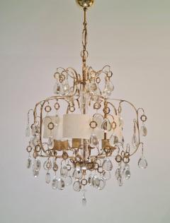 Paavo Tynell An Elegant Paavo Tynell Crystal Brass Chandelier Model 1487 for Taito 1940s - 4018480