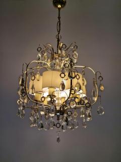 Paavo Tynell An Elegant Paavo Tynell Crystal Brass Chandelier Model 1487 for Taito 1940s - 4018481